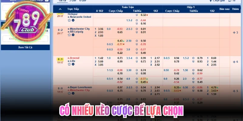 Có nhiều kèo cược để lựa chọn